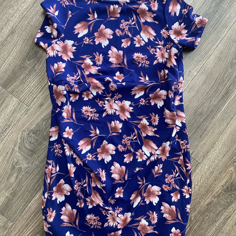 Blue Floral Fitted Maternity Dress